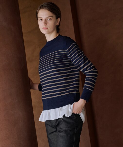 【洗える】SOFT TOUCH WOOL ボーダー ニット