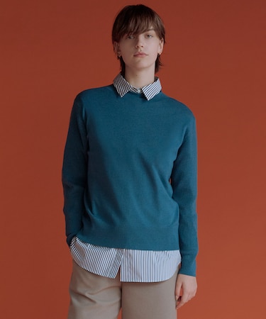 【洗える】SOFT TOUCH WOOL 立ち襟 ニット