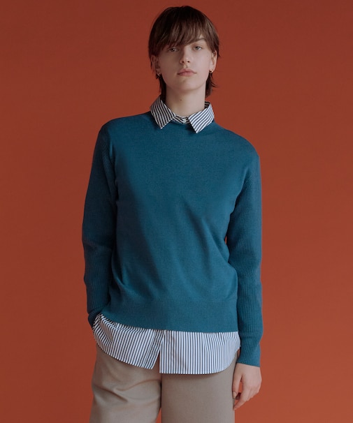 【洗える】SOFT TOUCH WOOL 立ち襟 ニット