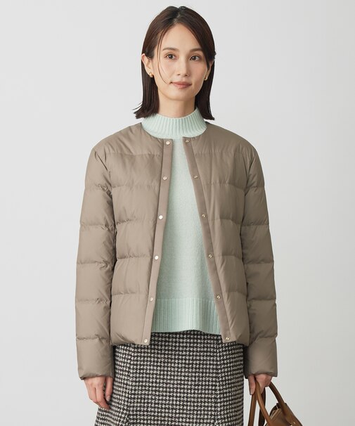 【洗える】ライトダウン ノーカラー ジャケット