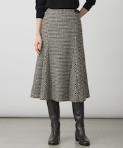 ウールシルク ハウンドトゥース フレア スカート
