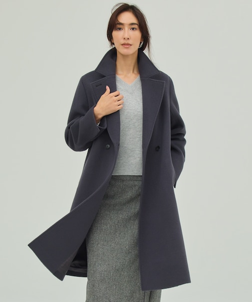 Pureラムウール ダブル ロングコート