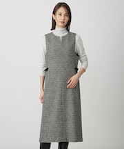 ウールシルク ハウンドトゥース ジャンパースカート