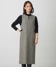 ウールシルク ハウンドトゥース ジャンパースカート