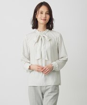 【洗える】スエード幾何プリント ブラウス