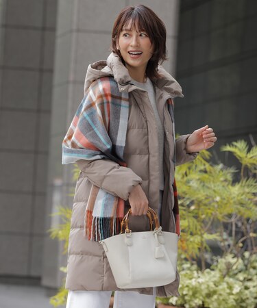 【洗える・2way】タフタダウン ロング丈 コート