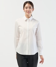 【リクルート対応】ホワイトブロード シャツカラーブラウス