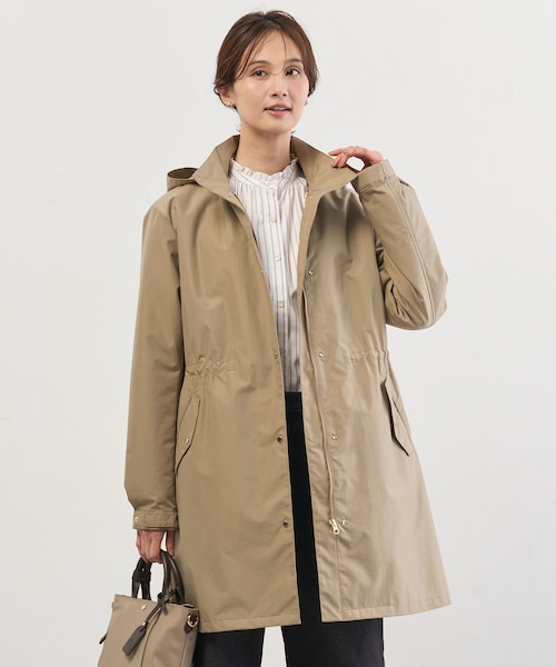 LoroPiana✨2wayフーデットコート シルク ベージュ 36 イタリア製 2way】スパンライクナイロンタッサー フーデッド コート｜ジェイ