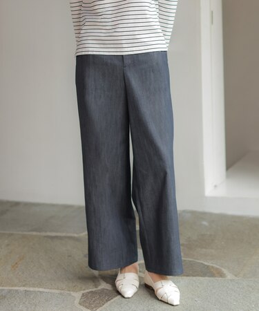 セルロースシャンブレー セミワイド パンツ