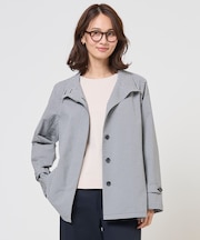 Lightストレッチチェック スタンドカラー コート