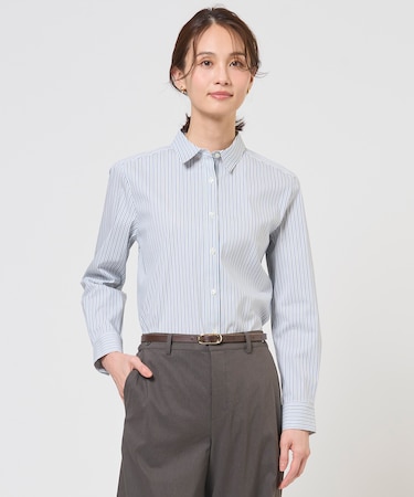 BEZコットンナイロン ストライプ シャツ ブラウス