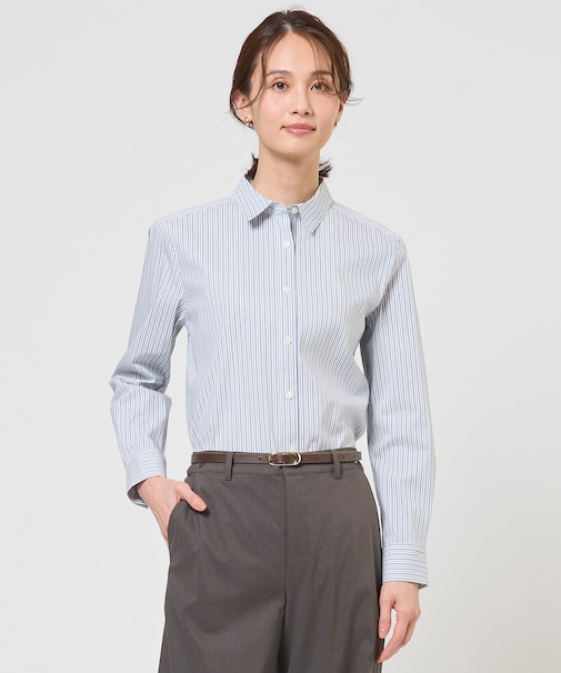 BEZコットンナイロン ストライプ シャツ ブラウス