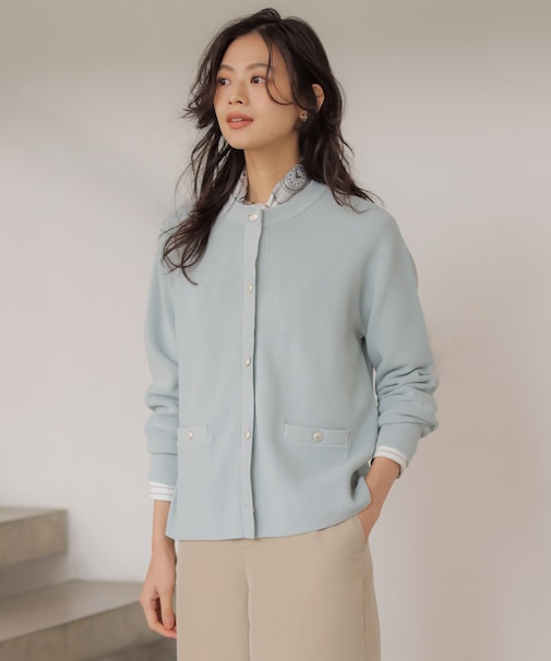 ORGANIC GASS COTTON クルーネック カーディガン
