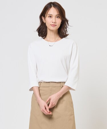 針抜きフライス クルーネック カットソー