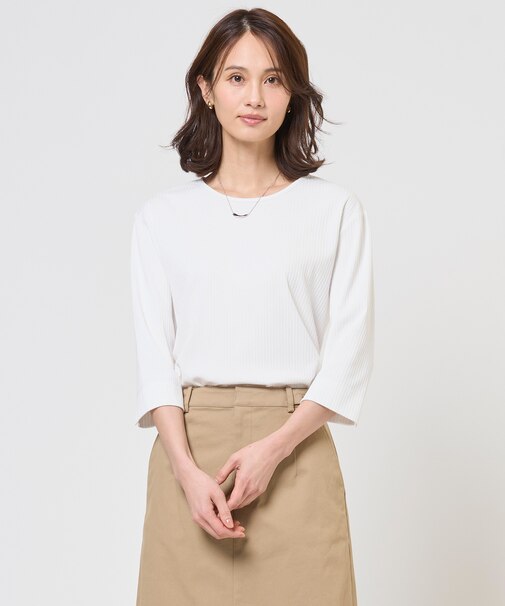 針抜きフライス クルーネック カットソー