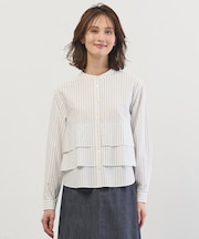 ストライプジャージー フリル カットソー