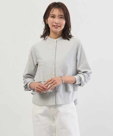 ストライプジャージー フリル カットソー