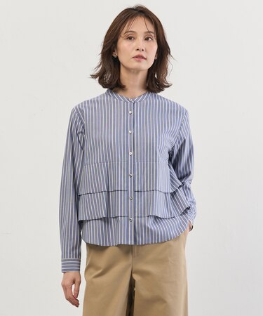 ストライプジャージー フリル カットソー