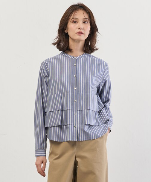 ストライプジャージー フリル カットソー