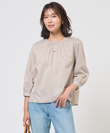 ストライプジャカード ラウンドネック カットソー