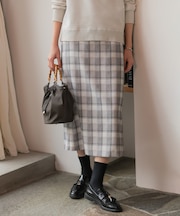 スラブ調チェック プリント スカート