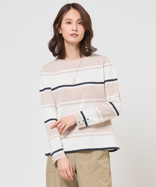 Cotton Acetate ブロッキング ボーダー ニット