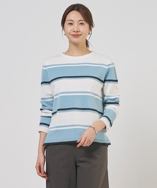 Cotton Acetate ブロッキング ボーダー ニット