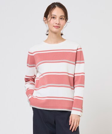 Cotton Acetate ブロッキング ボーダー ニット