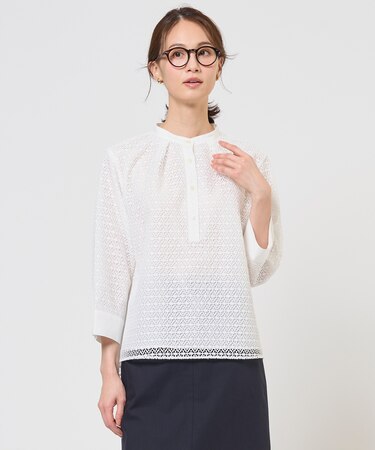 レースジャージー バンドカラー カットソー