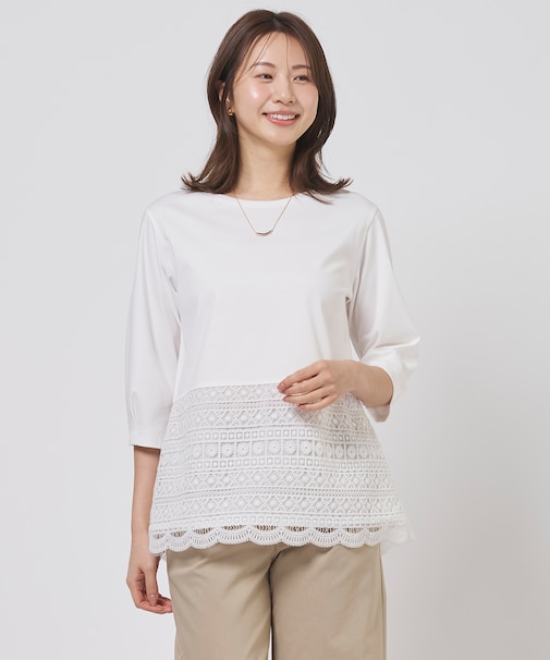 レースレイヤードフレア カットソー