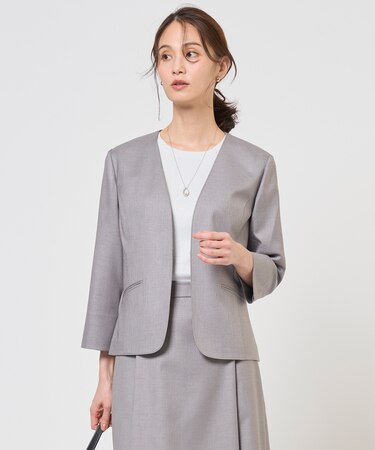 OXIJEWEL ストレッチ ノーカラー ジャケット