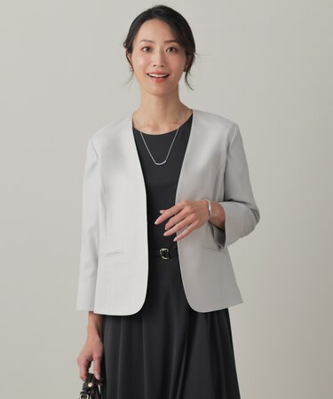 OXIJEWEL ストレッチ ノーカラー ジャケット