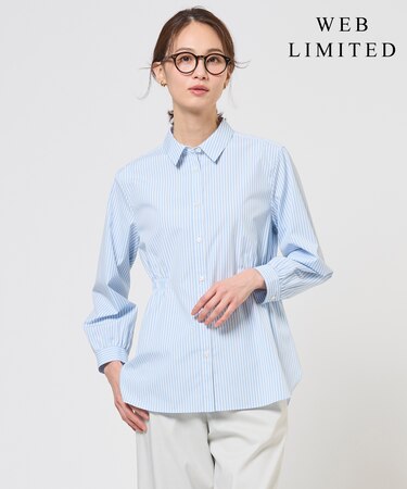 【WEB限定カラーあり】コンパクトエステネージュ シャーリング シャツ ブラウス