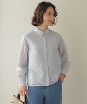 ジオメトリックレース ブラウス