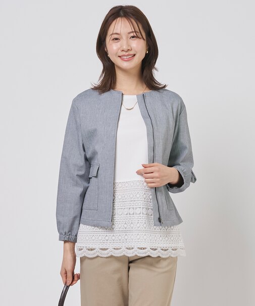 TCリネン ドライツイル ノーカラー ブルゾン