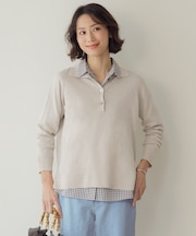 リネンコットンコード ポロ ニット