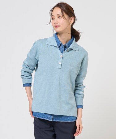 リネンコットンコード ポロ ニット