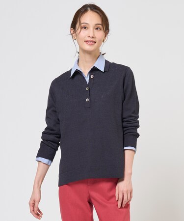 リネンコットンコード ポロ ニット