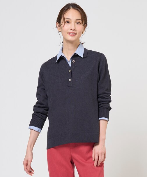 リネンコットンコード ポロ ニット