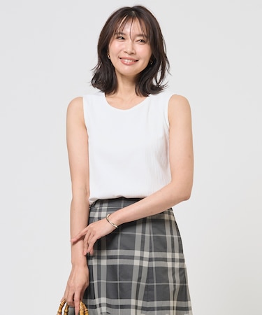 針抜きフライス ノースリーブ カットソー