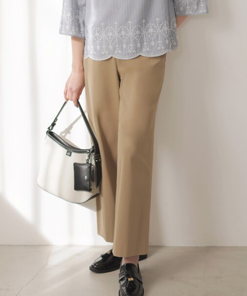 麻シェルドライ ワイド ストレート パンツ