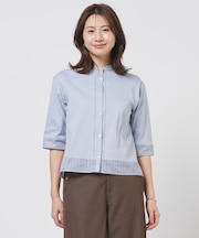 エンブロコンビ シャツジャージー バンドカラー カットソー