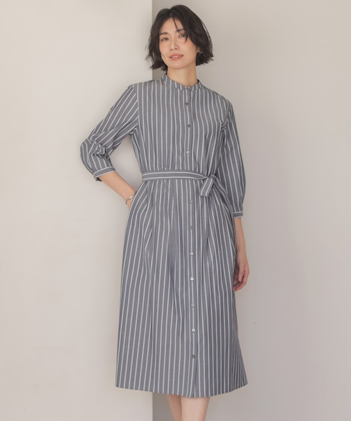 TC ハイカウントストライプ シャツ ワンピース