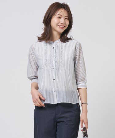シアーピンストライプ カットソー