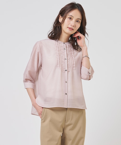 シアーピンストライプ カットソー