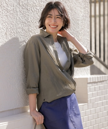 【WEB限定カラーあり・2way・セット着用可】リネン シャツ ブラウス