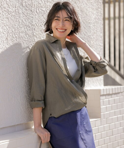 【WEB限定カラーあり・2way・セット着用可】リネン シャツ ブラウス