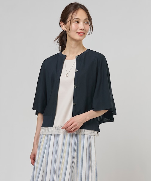 COTTON ACETATE DRY バタフライスリーブ カーディガン
