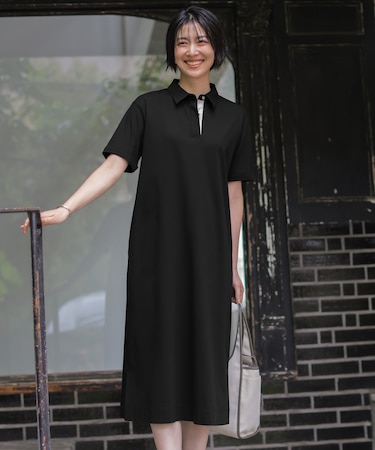 【WEB限定】コットンスムース ポロワンピース