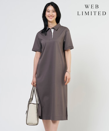 【WEB限定】コットンスムース ポロワンピース